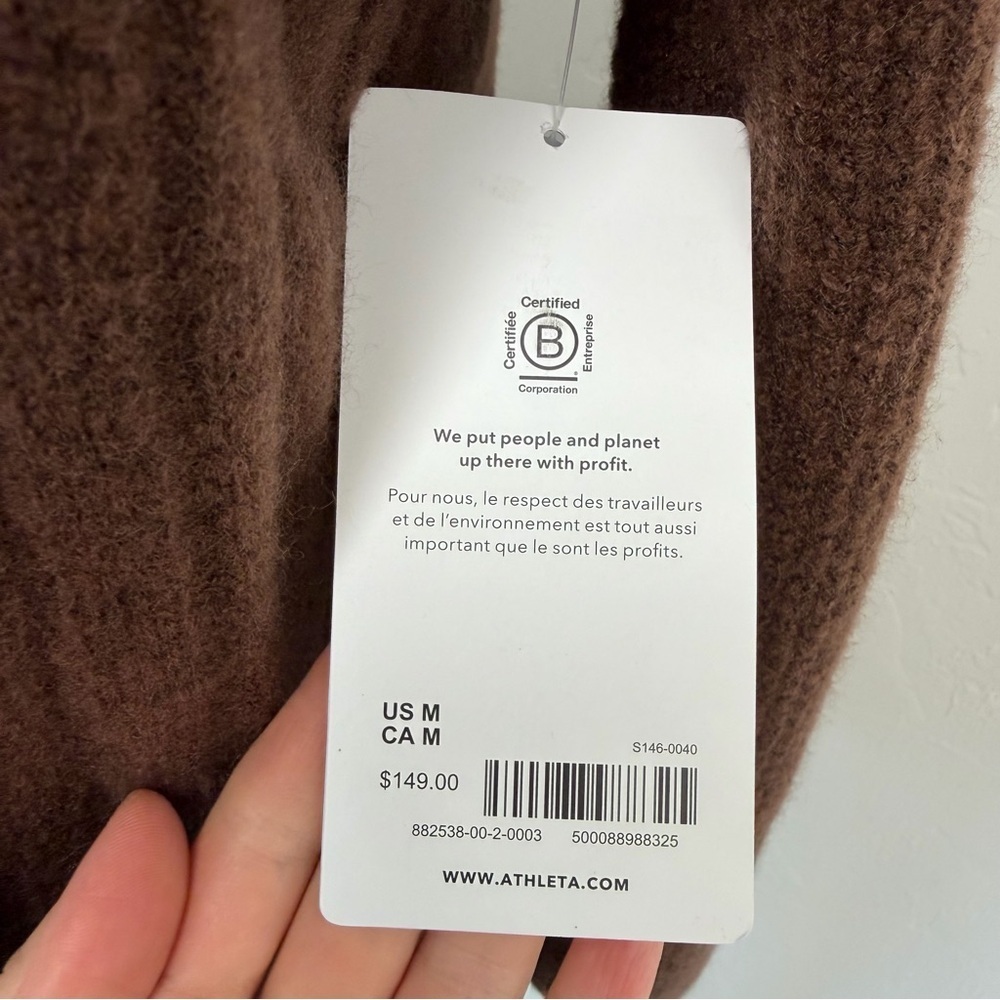 NWT Athleta Brown Ribbed CHANDAIL RAS LAYOVER CREW Sweater Size M - Picture 8 of 16